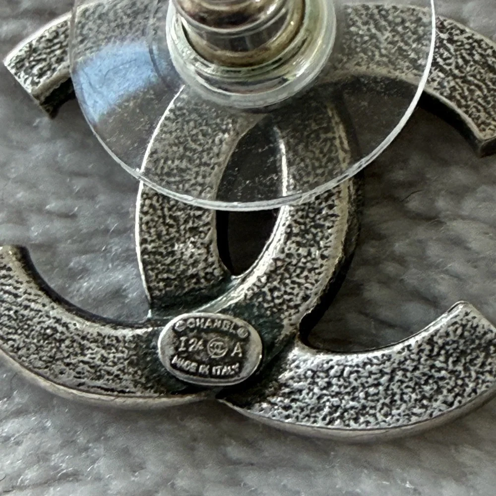 CHANEL Silver & Crystal CC Earrings - Picture 7 of 9
